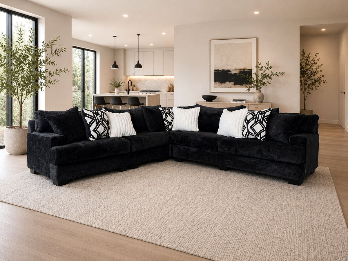 Elias Black Oversized Sectional