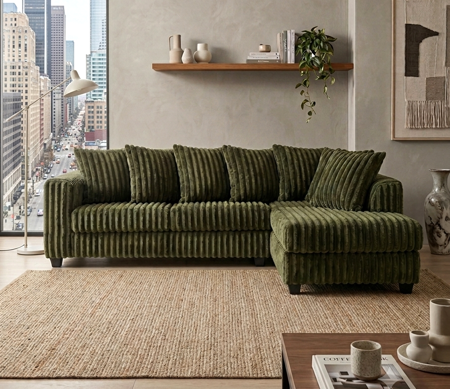 Olive Line Corduroy Sectional