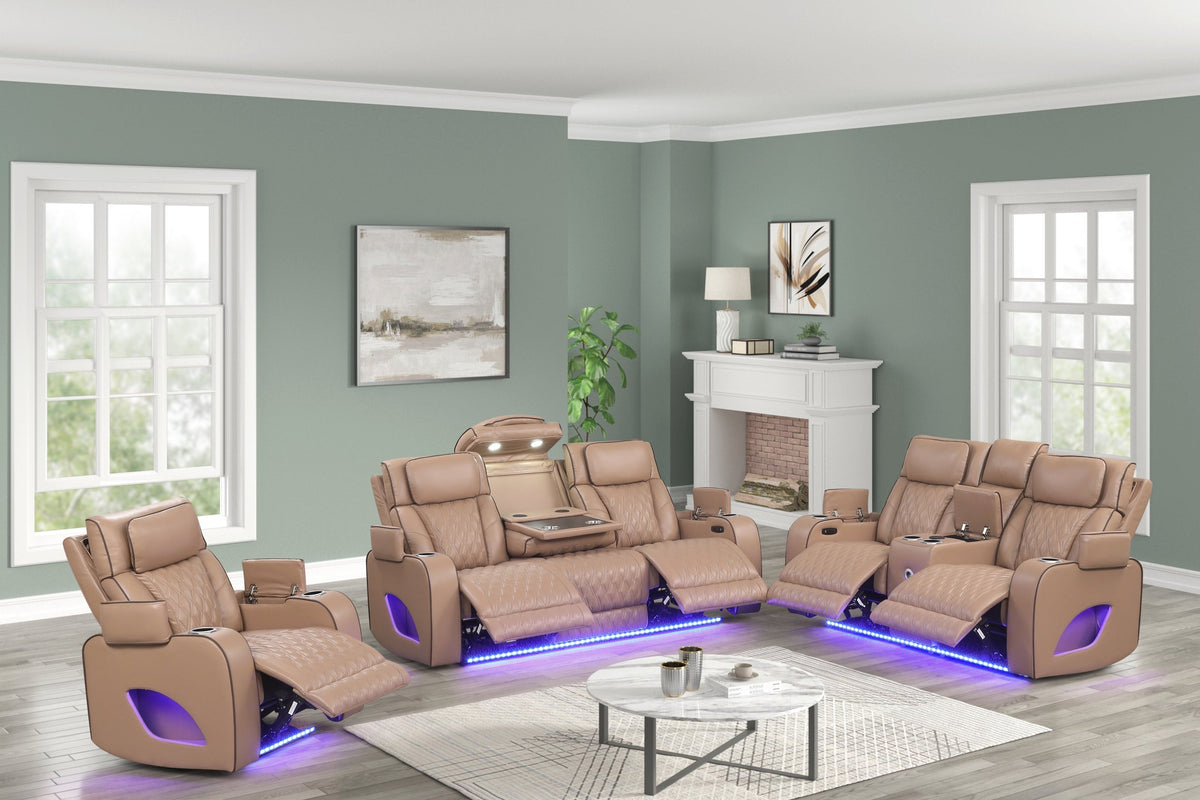 Rivera Saddle 3-Piece Leather Power Reclining Set