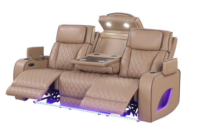 Cognac Riviera Power Reclining Sofa, Loveseat & Chair Set - studio shot