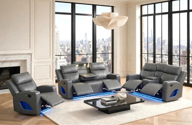 Charcoal Summit Reclining Sofa, Loveseat & Chair Set - manufacturer photo
