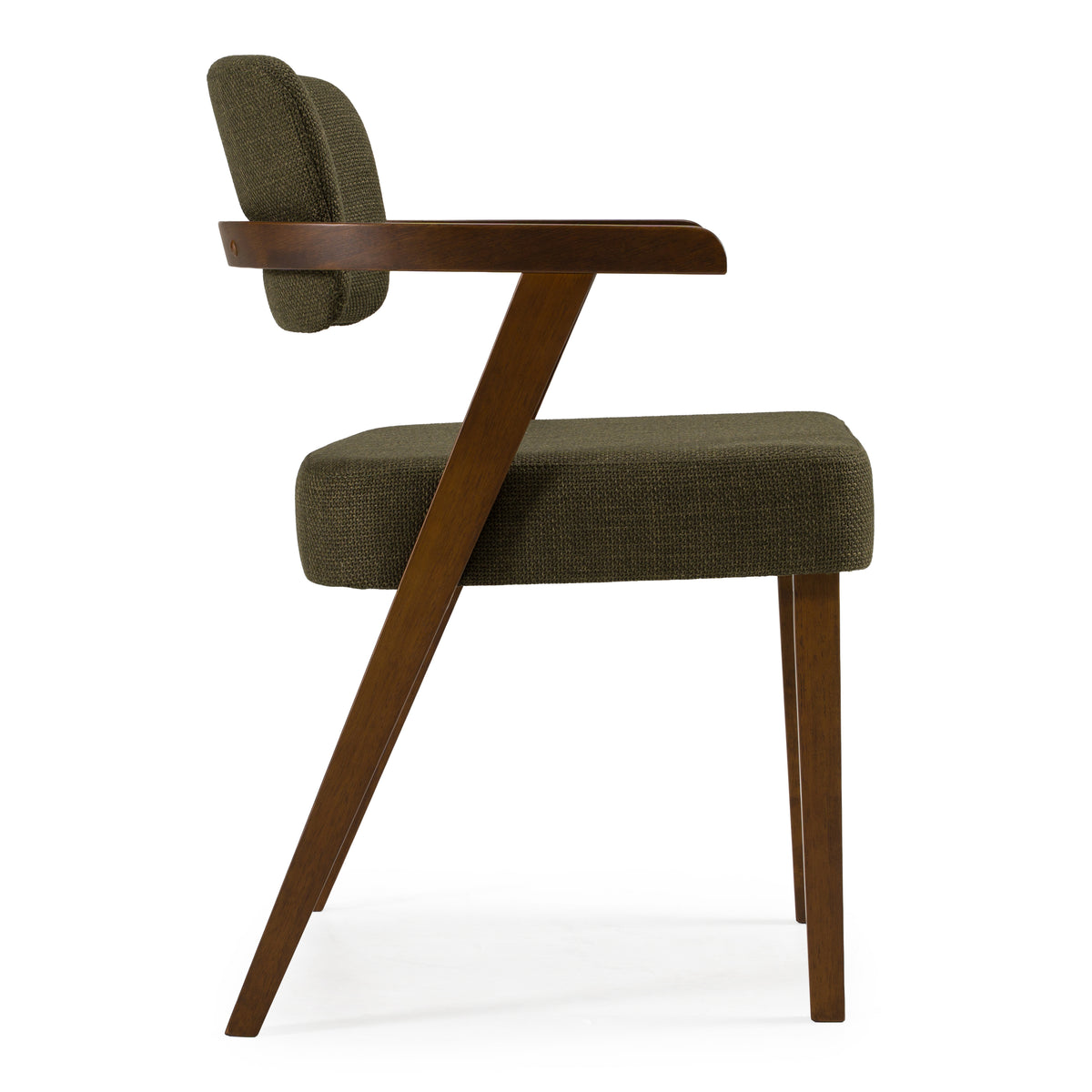 Sacks - Mid-Century Modern Green Fabric + Walnut Dining Chair - original 5