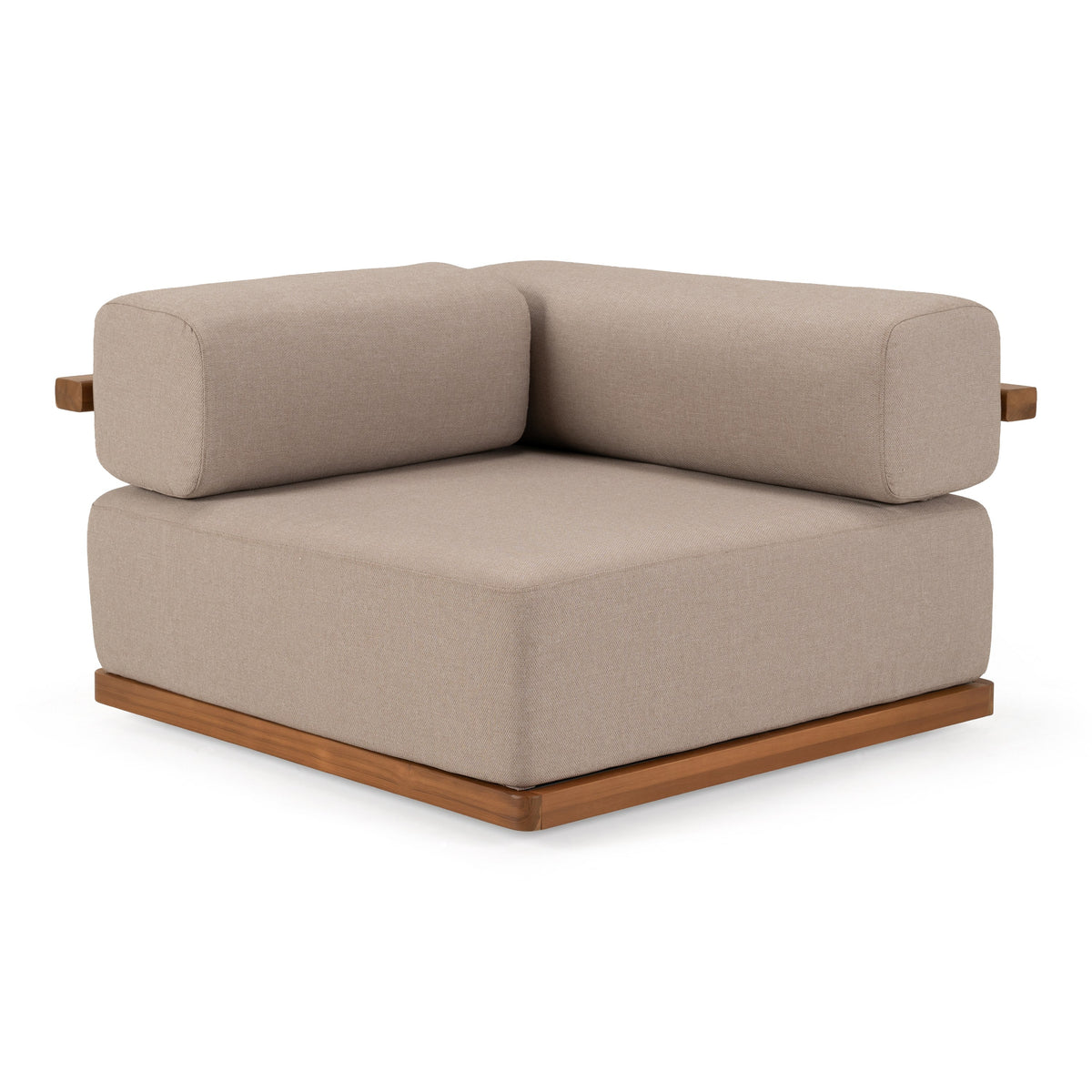 Saint Croix - Outdoor Light Brown Olefin Fabric + Teak Corner Seat - original 1