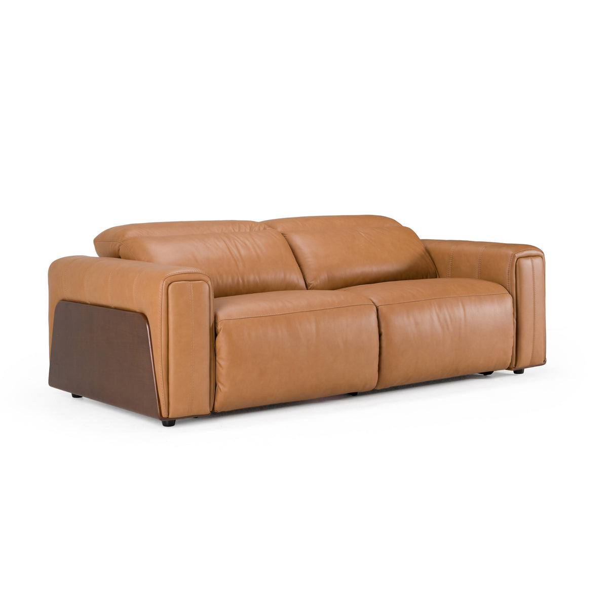 Sandstone - Modern Brown Leather Sofa w/ 2 Electric Recliners