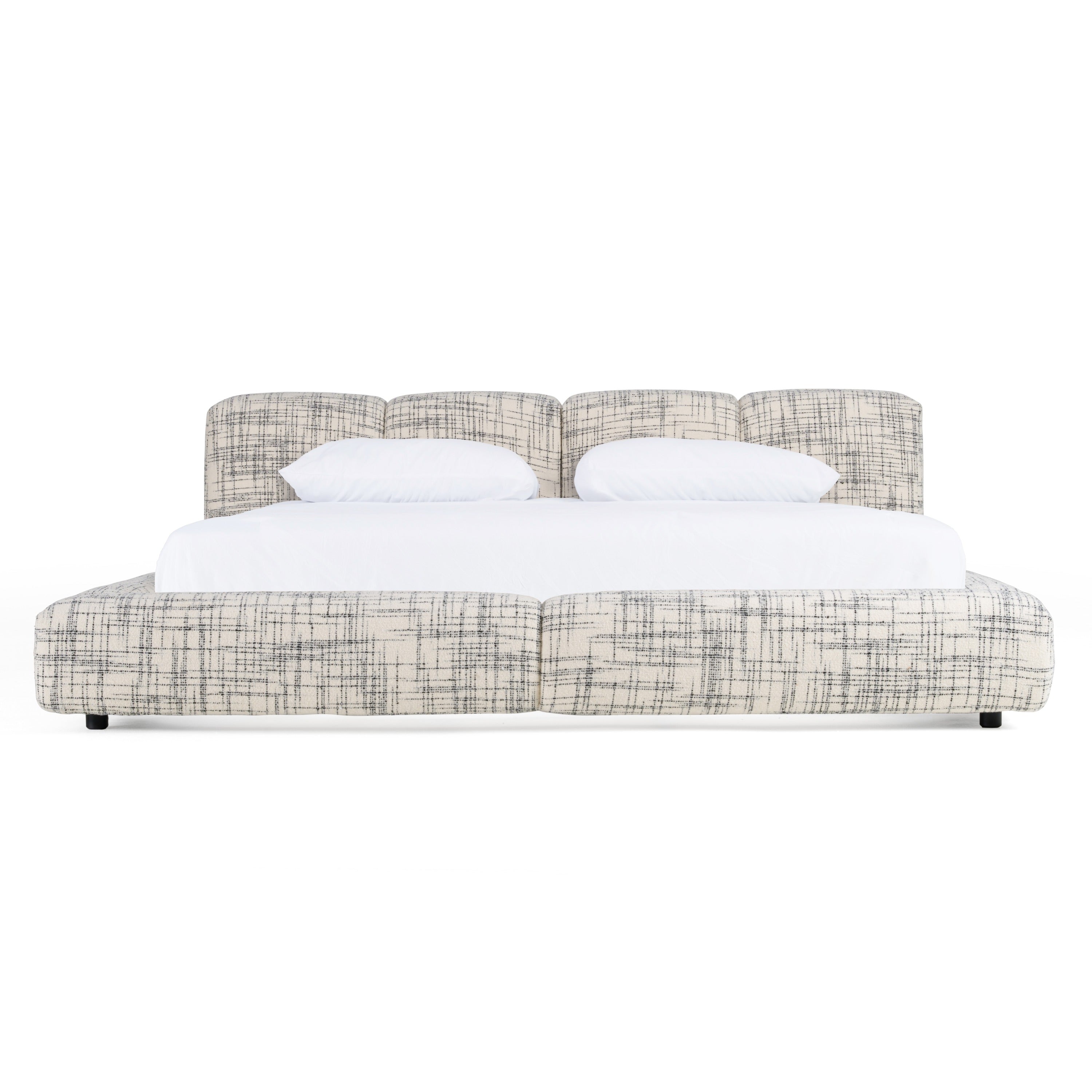 Modrest Shiloh - Modern Off-White + Black Fabric Bed