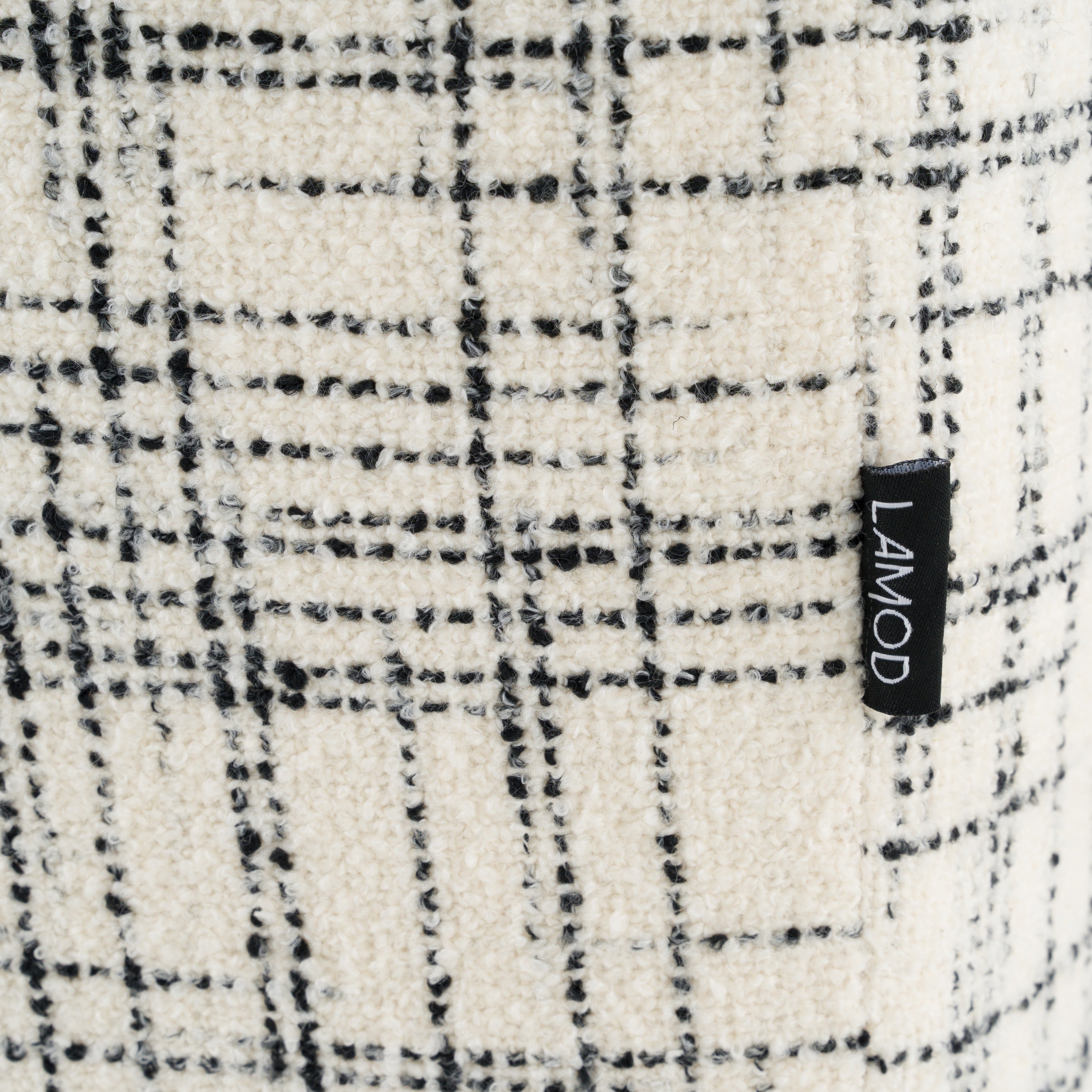 Eastern King Modrest Shiloh - Modern Off-White + Black Fabric Bed