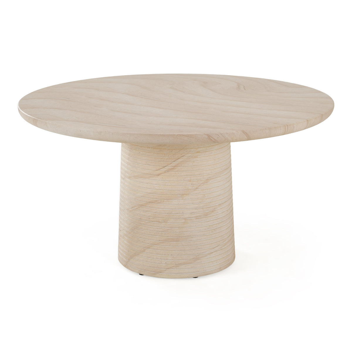 Sinai - Modern Faux Travertine Concrete Round Dining Table - original 1