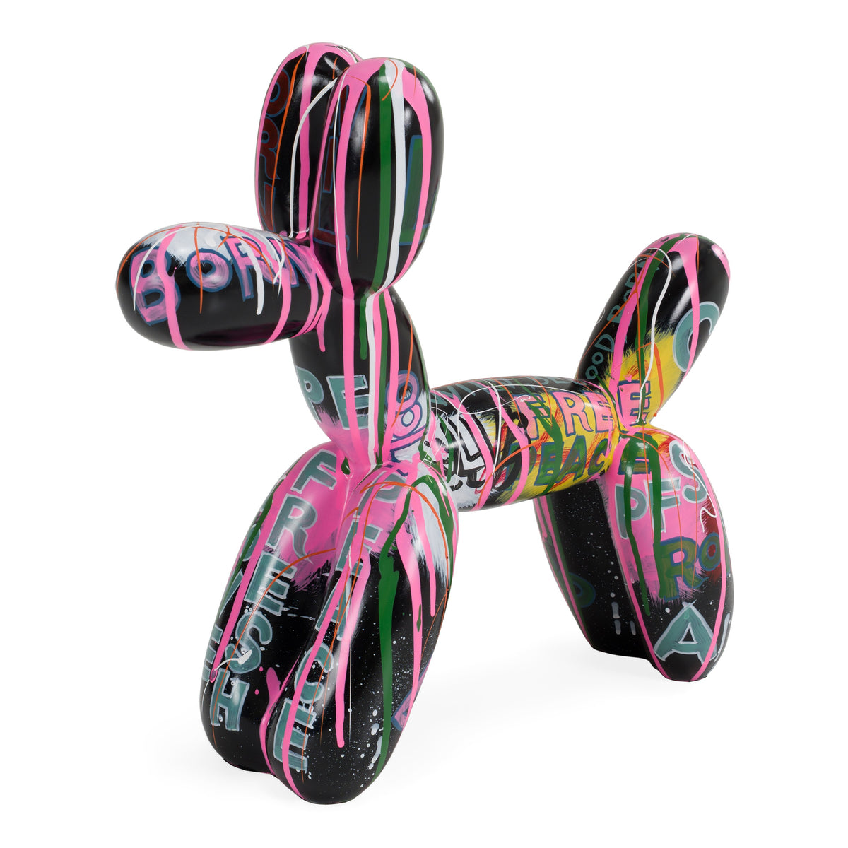 Small Graffiti Balloon Dog - Black + Multi-Color Sculpture - original 1