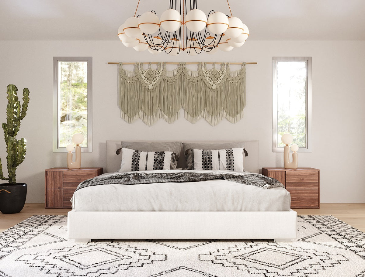 Sogno - Italian Modern Beige Fabric Low Headboard Q Bed