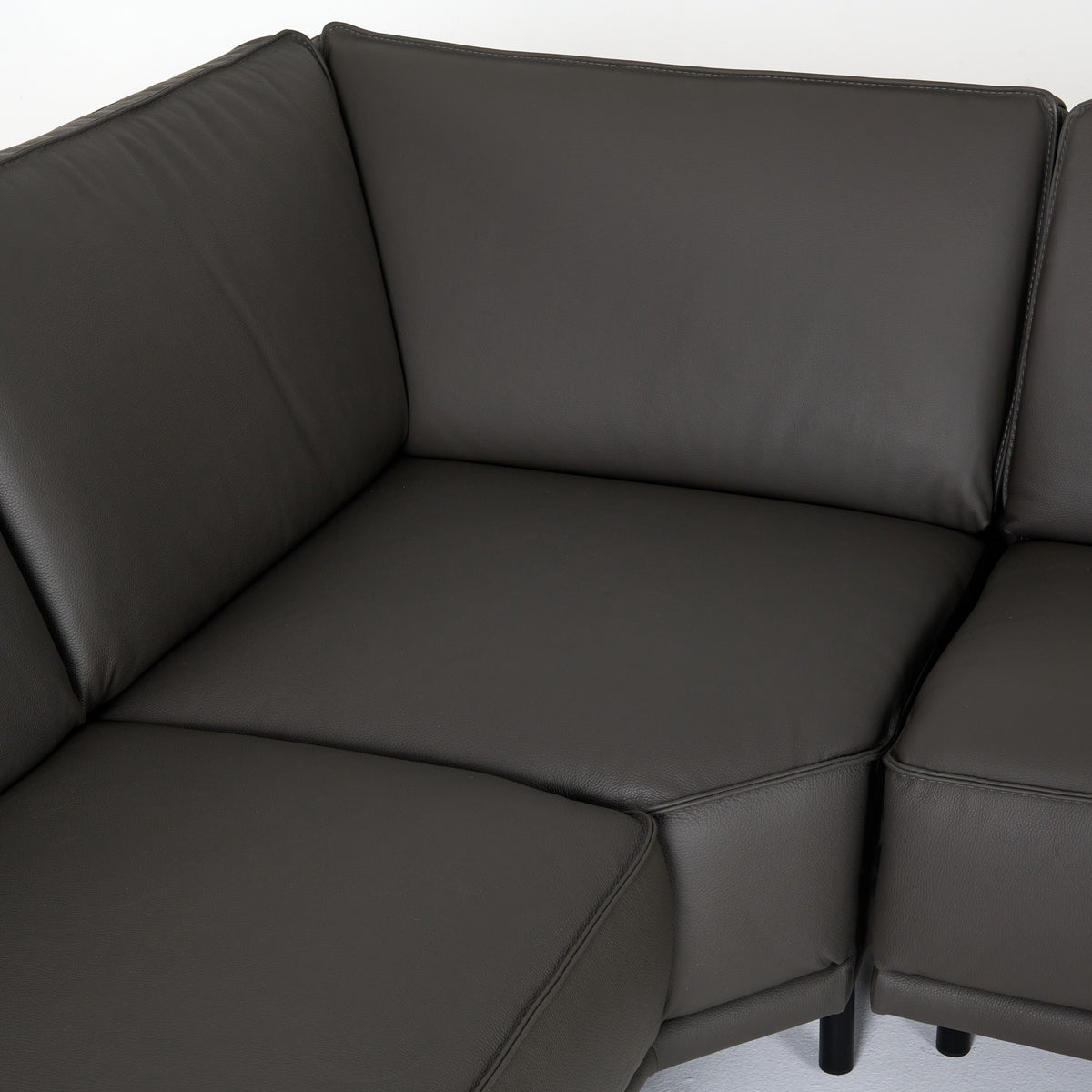 Soho - Italian Left Facing Grey Nirvana Fume Leather Sectional Sofa