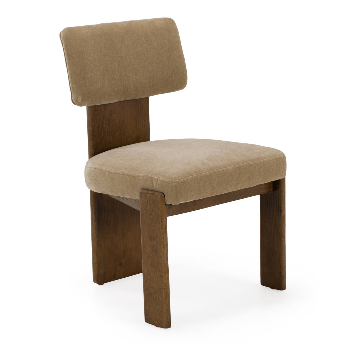 Solis - Modern Tan Fabric + Walnut Dining Chair (Set of 2) - original 1