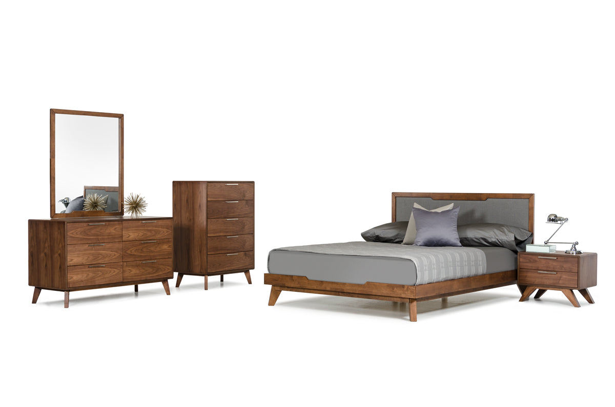 Soria Mid-Century Walnut Mirror