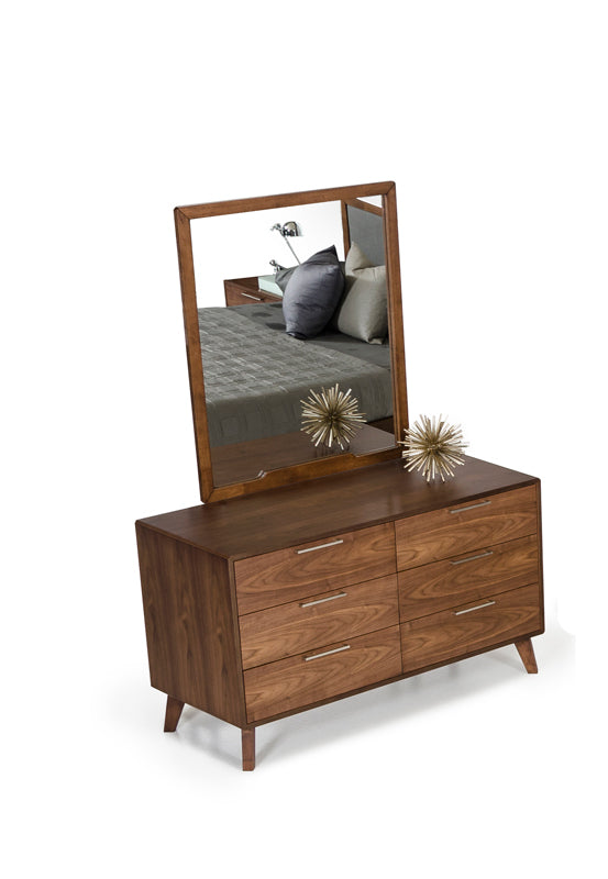 Soria Mid-Century Walnut Mirror