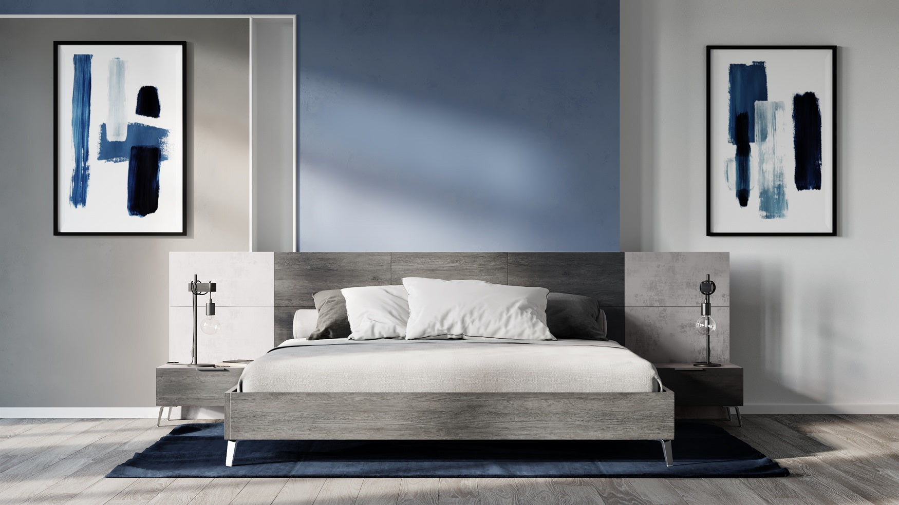 Nova Domus Bronx Italian Modern Faux Concrete & Grey 4-Piece Bedroom Set