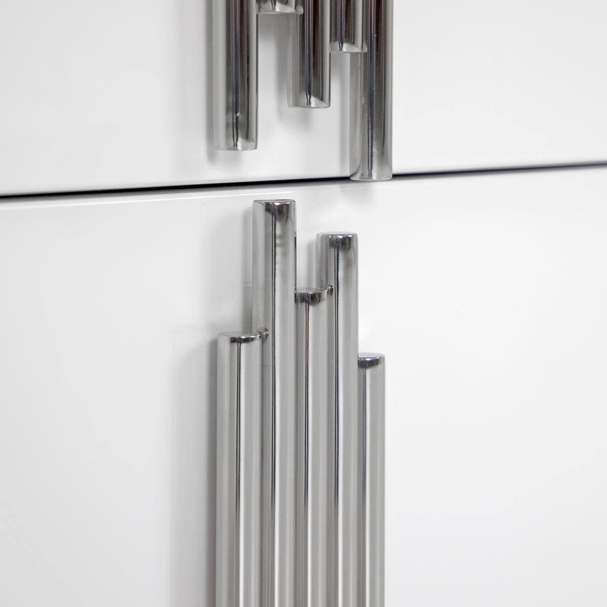 Token - Modern White & Stainless Steel Wide Nightstand