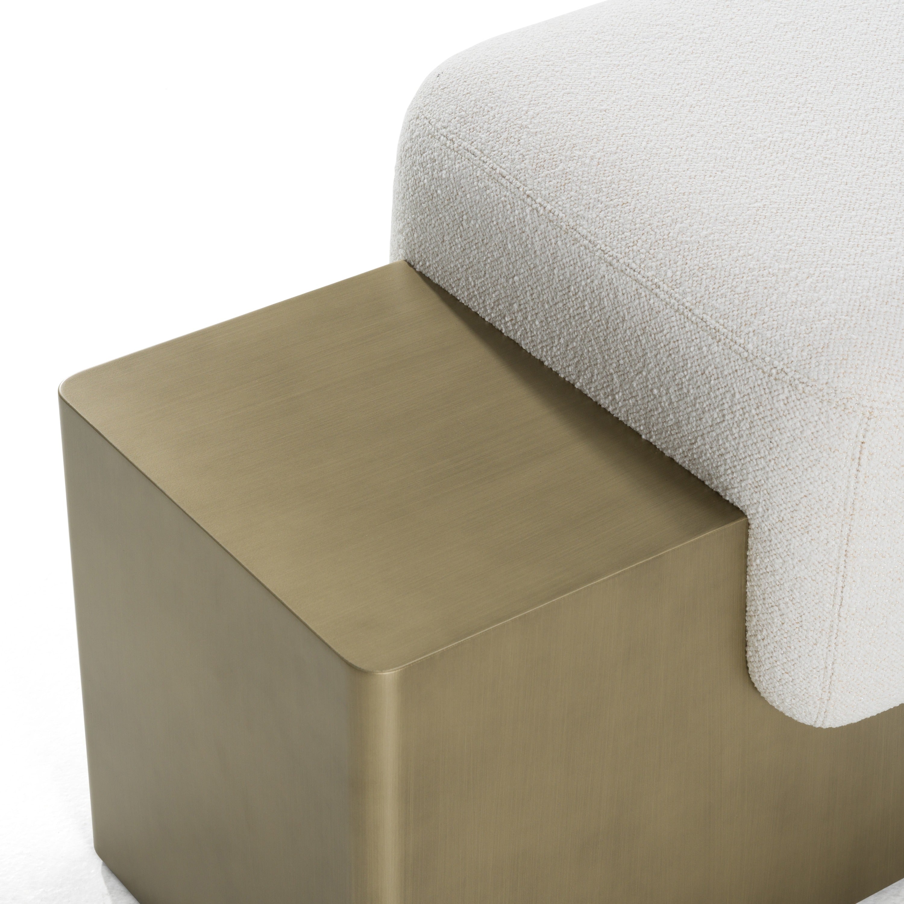 Modrest Triumph - Contemporary Off-White Fabric + Antique Brass Bench