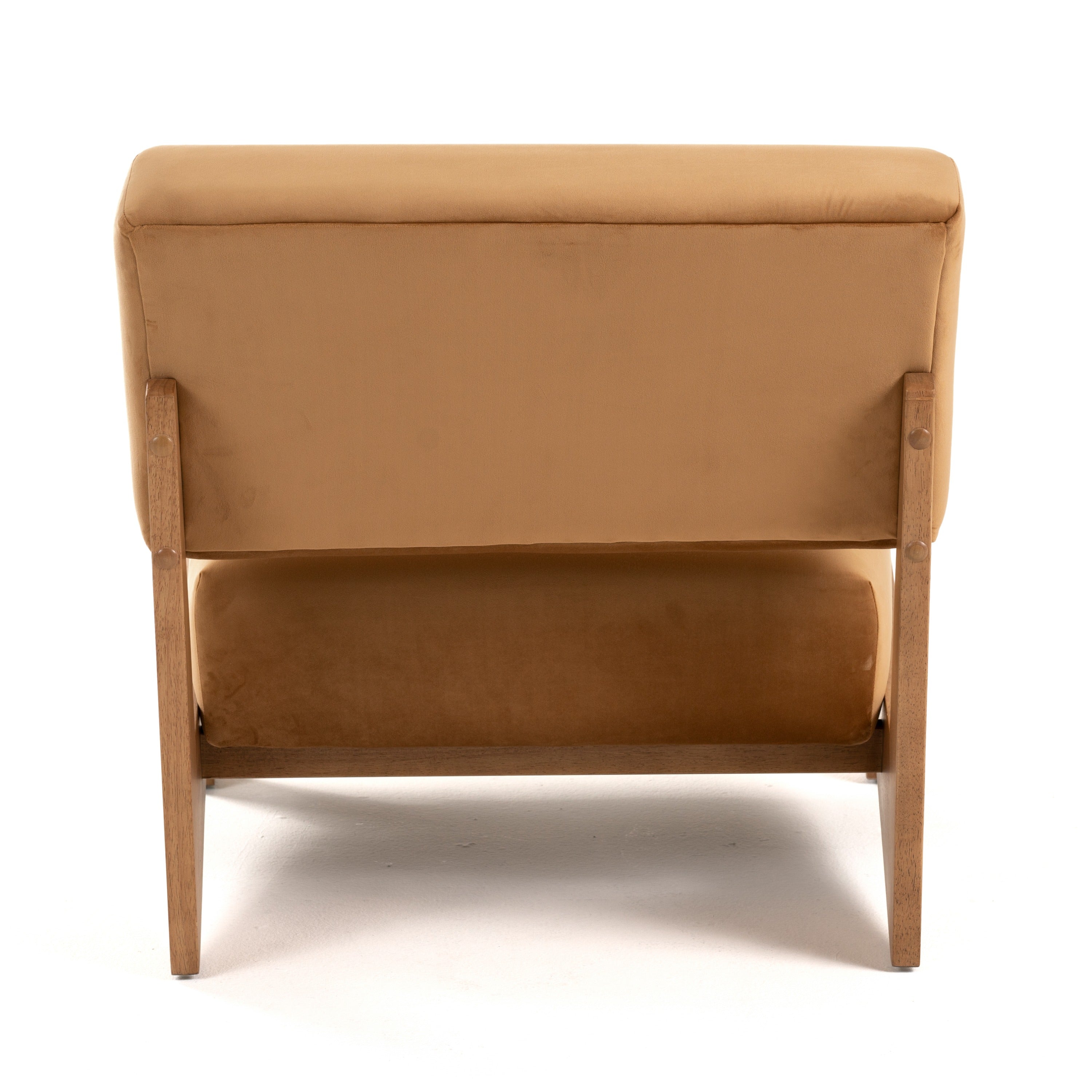 Modrest Tucker - Mid-Century Modern Camel Velvet + Chestnut Accent Chair