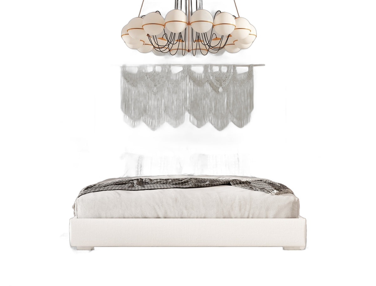 Sogno - Italian Modern Beige Fabric Low Headboard EK Bed