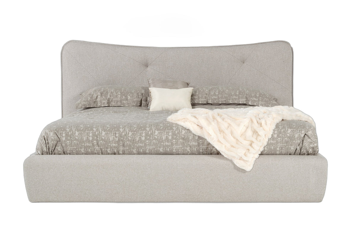 Alessia - Queen Italian Modern Light Grey Upholstered Bed