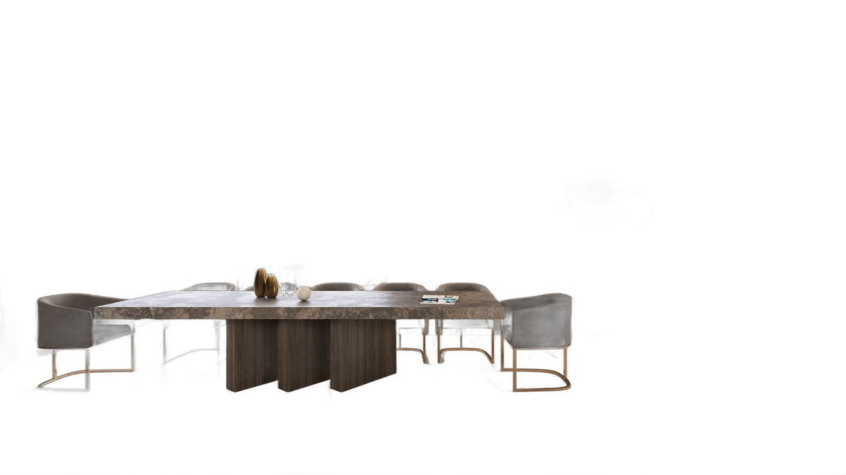 Amsterdam - Modern Grey Volcano & Eucalyptus Oak Dining Table