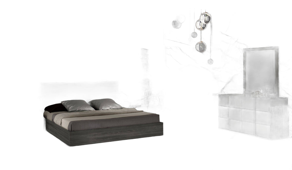 Lucia - Queen Italian Modern Matte Grey / Elm Grey Bed