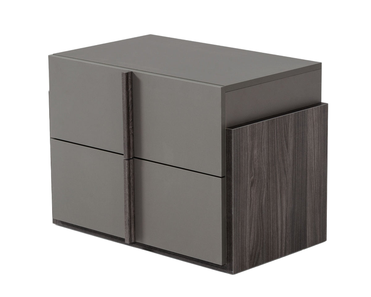 Lucia - Italian Modern Elm and Matte Grey Nightstand