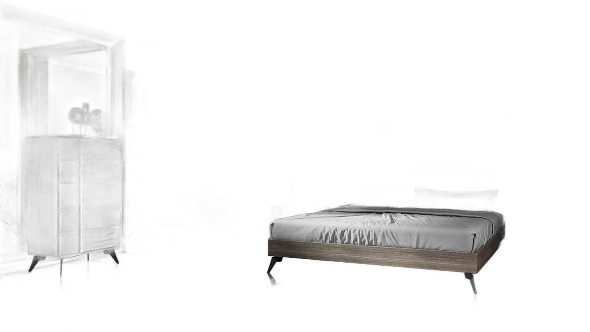 Palermo Italian Modern Faux Concrete & Grey Bed