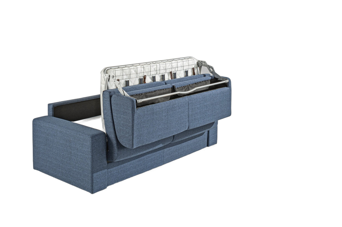 Made in Italy Urrita - Modern Blue Fabric Sofa Bed withQueen Size Mattress