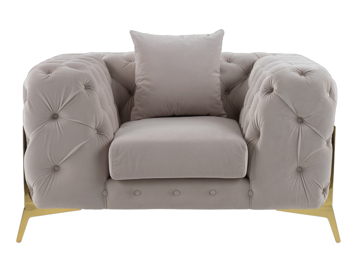 Clarice - Transitional Light Beige Velvet Chair