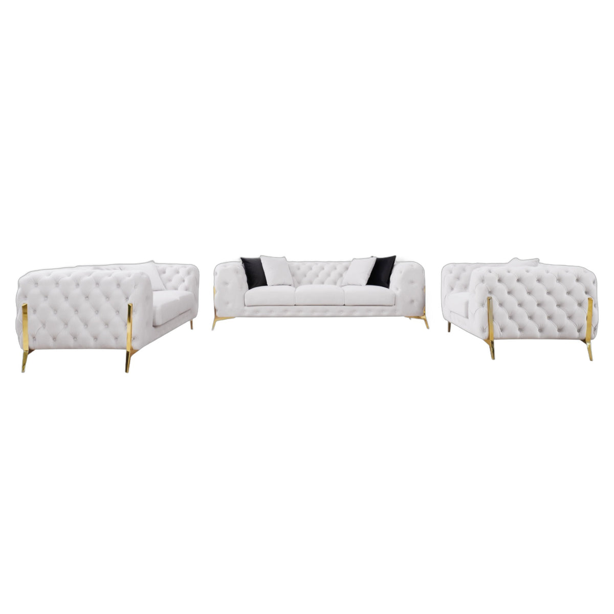 Clarice - Transitional Light Beige Velvet Sofa Set
