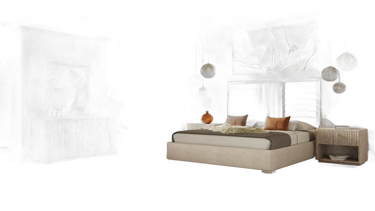 Roma - Modern Faux Travertine + Gold Chest