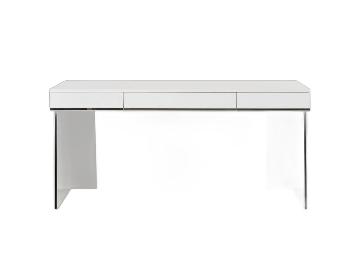 Chelsey- Modern White and Stainless Steel Desk