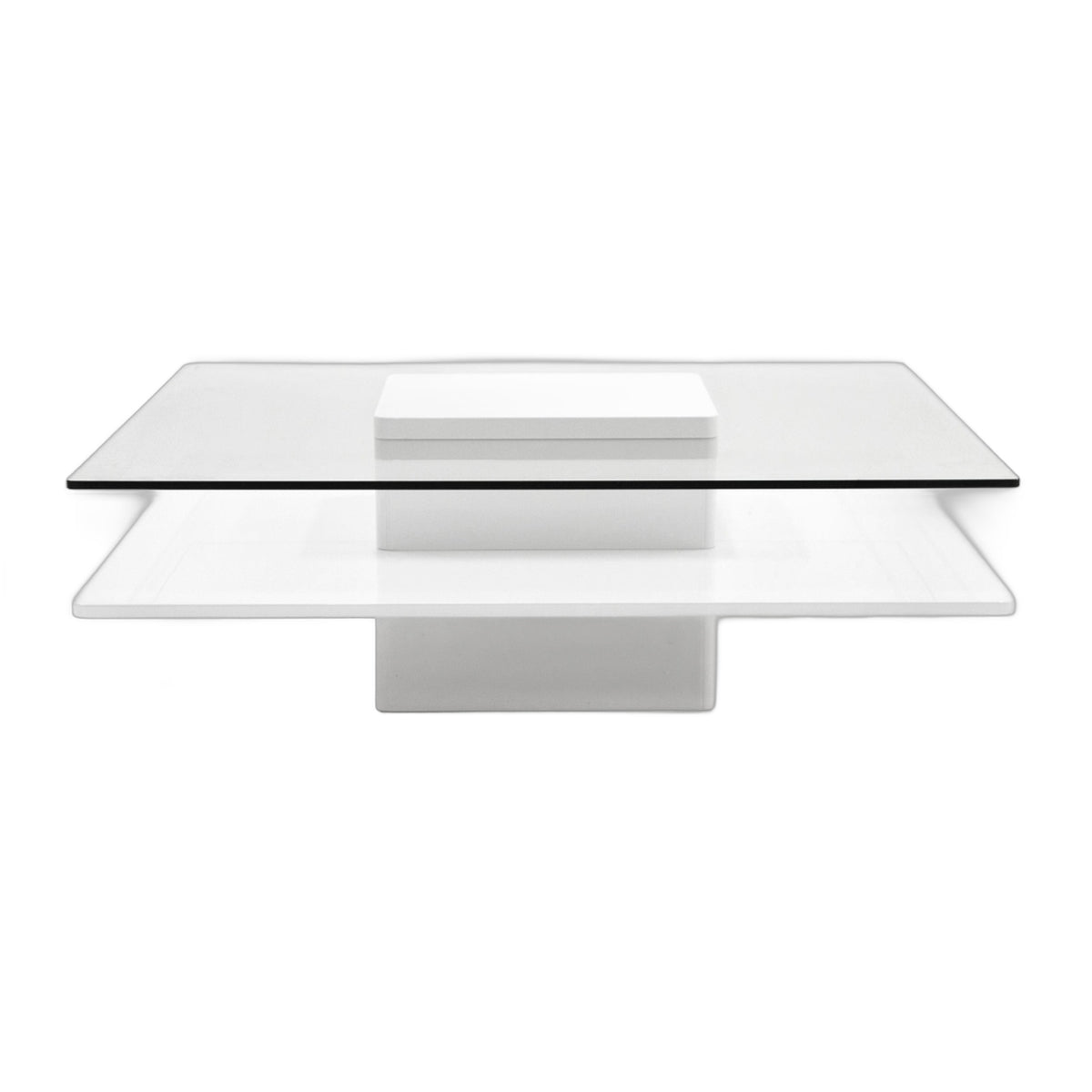 Clarion - Modern White & Clear Glass Coffee Table