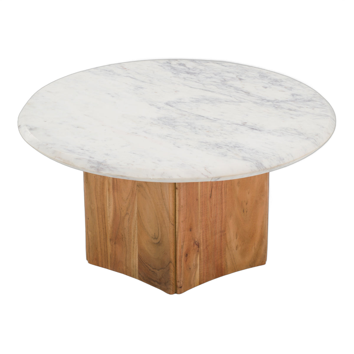 Dillinger - Modern White Marble + Mango Wood Coffee Table