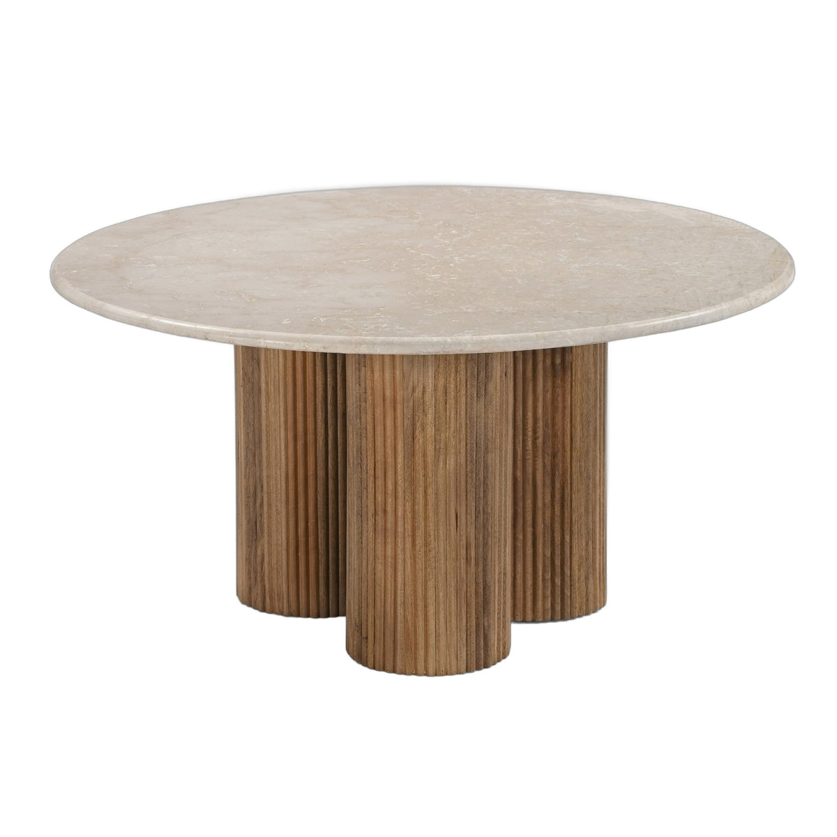 Hayden - Modern Marble + Wood Round Coffee Table