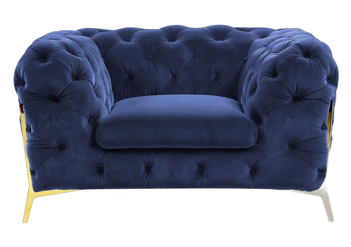 Sheila - Transitional Dark Blue Fabric Chair