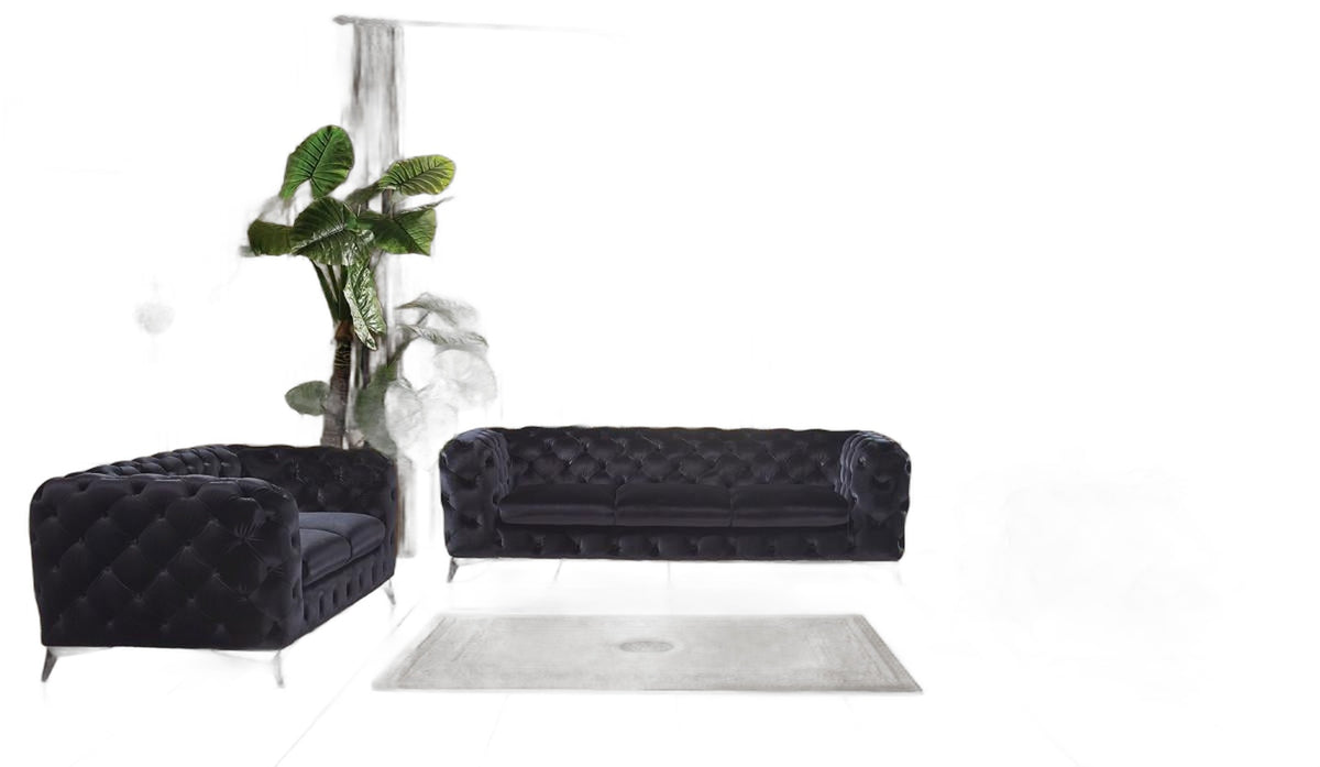 Delilah - Modern Black Fabric Loveseat