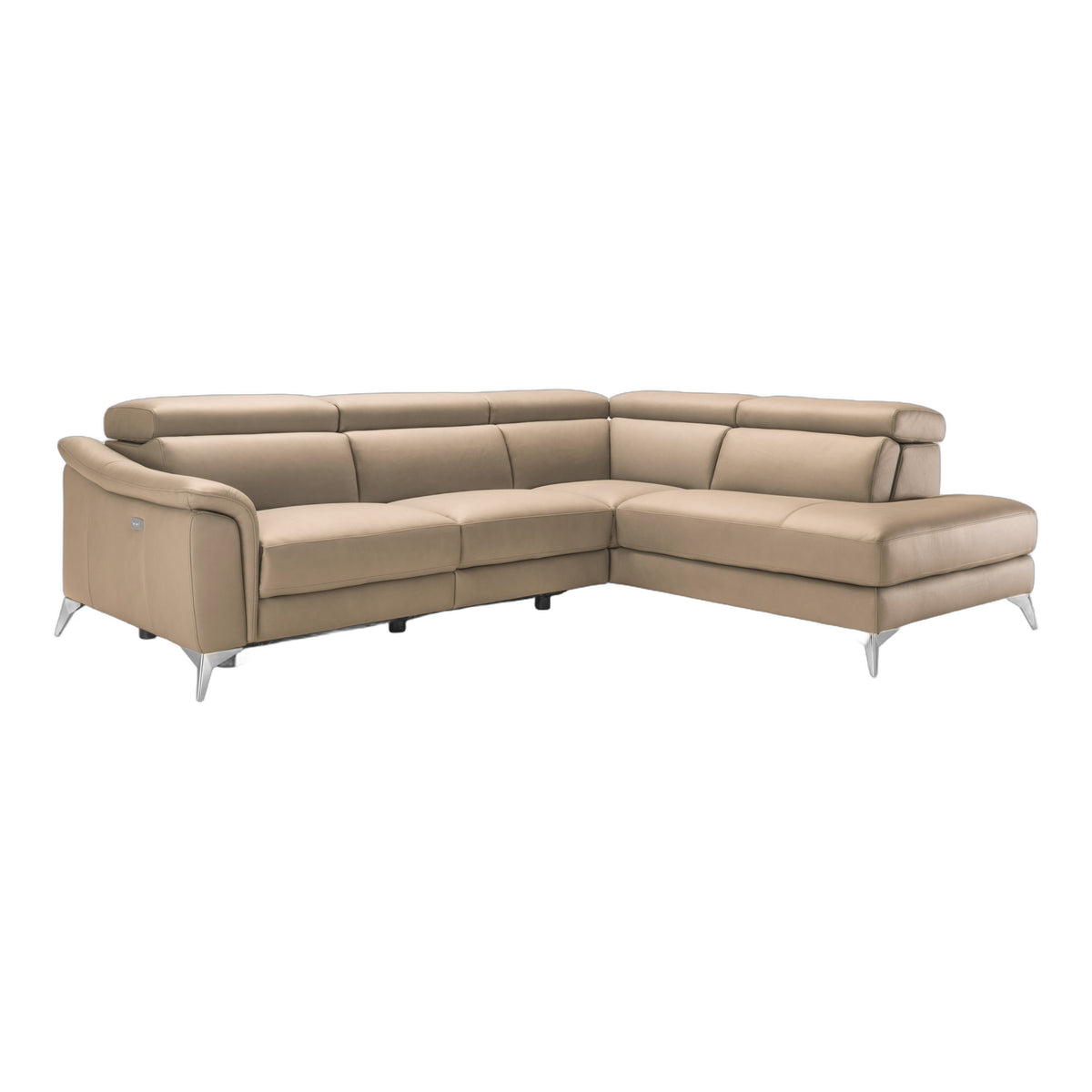 Monte Carlo - Italian Modern Cappuccino Leather Right Facing Sectional Sofa