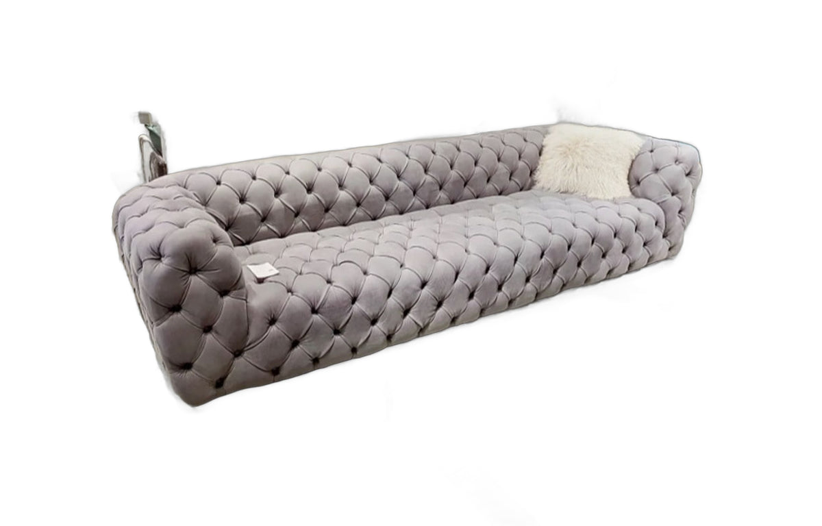 Ellington - Italian Grey Nubuck Leather 4-Seater Sofa