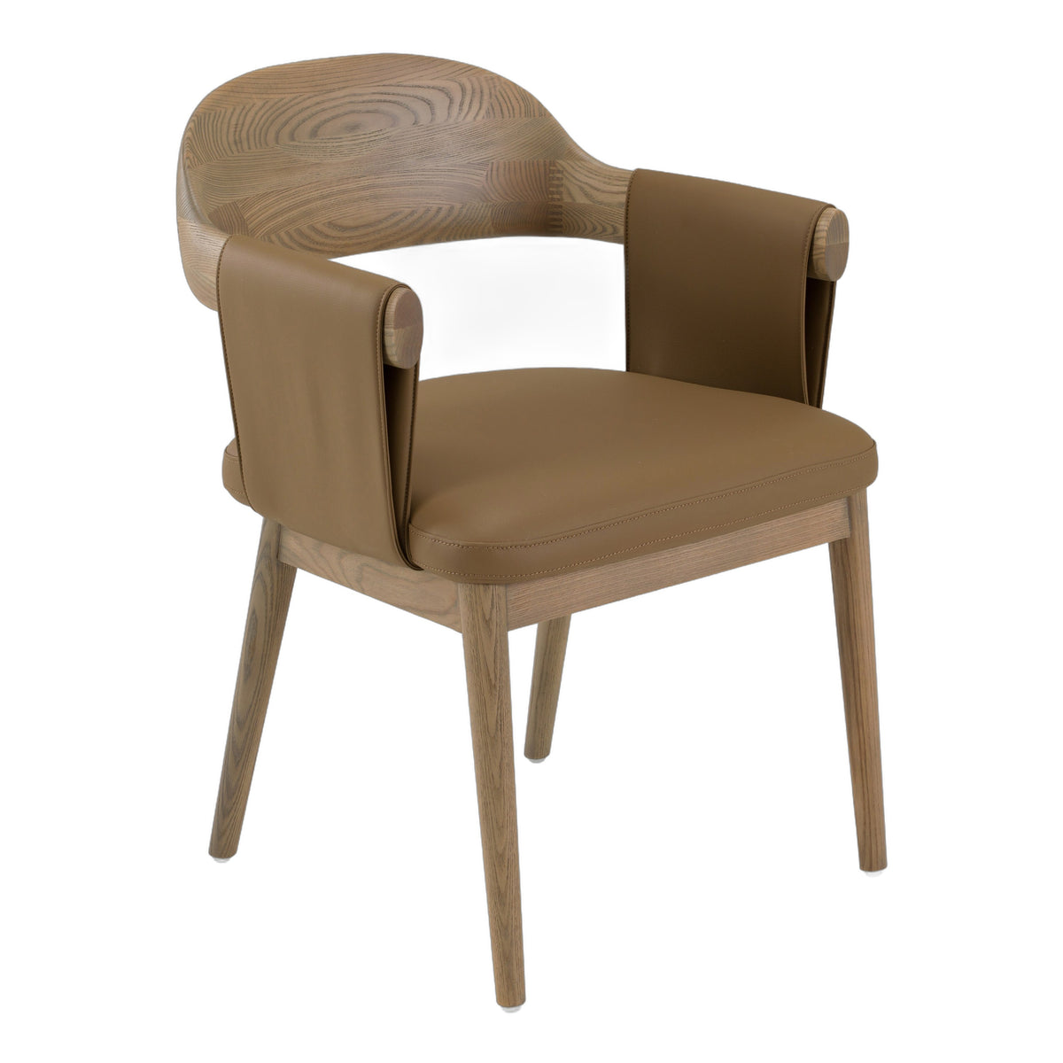 Chinook - Modern Brown Vegan Leather + Buckwheat Ash Dining Chair
