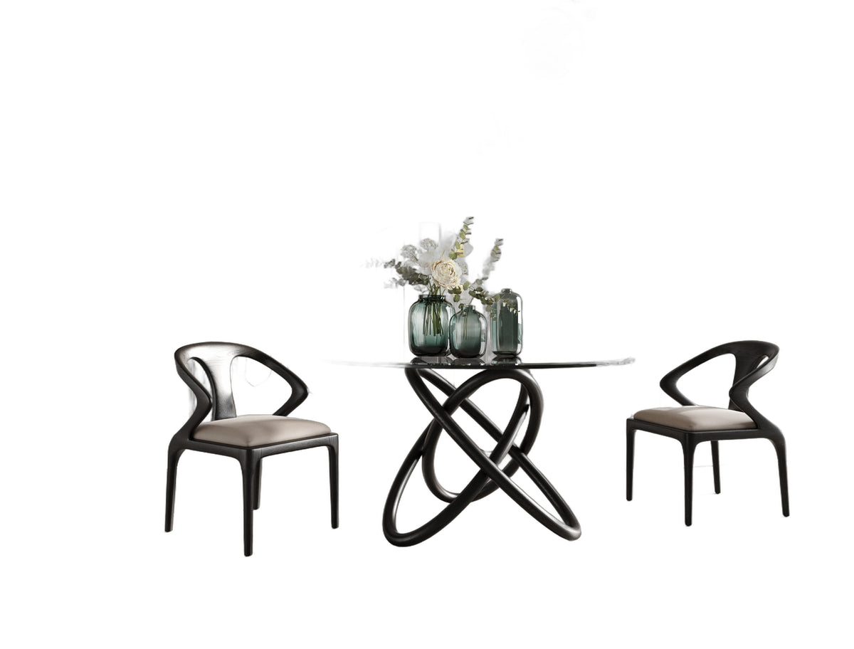 Campbell - Mid-Century Modern Grey Leatherette & Black Ash Dining Chair