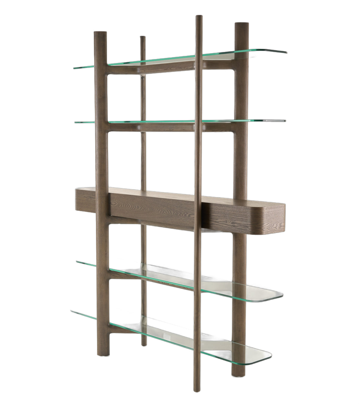 Rinaldi - Mid-Century Modern Grey Ash + Glass Bookshelf