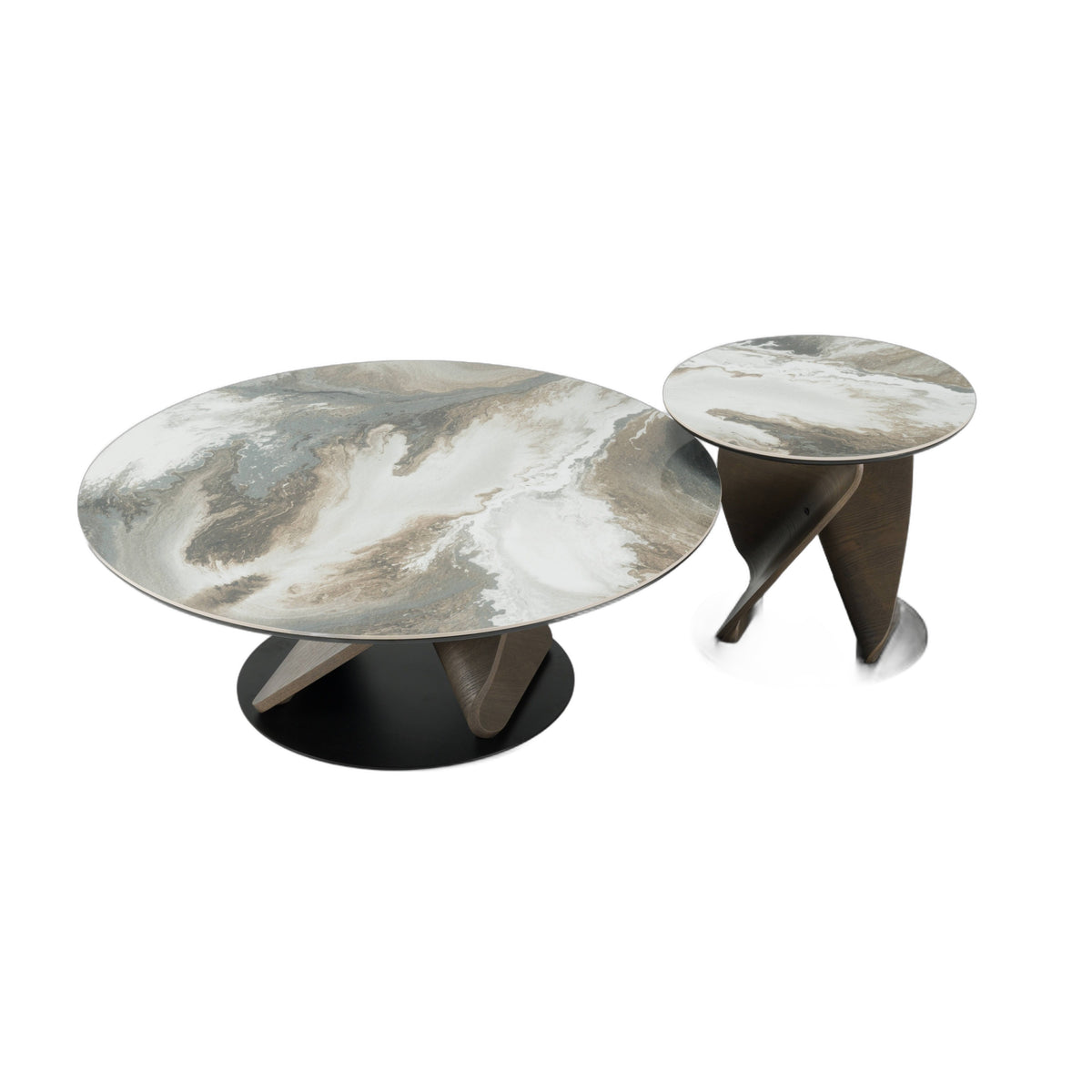 Schiff - Modern Marbled Ceramic Coffee Table Set