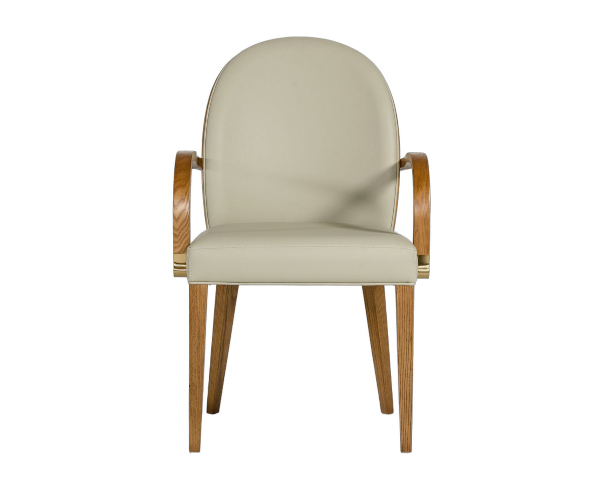 Rexford Modern Beige & Walnut Dining Armchair