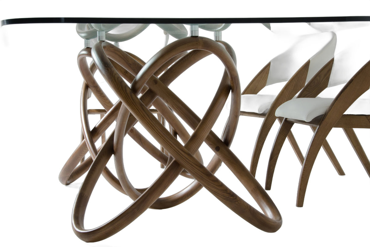 Mason Modern Glass & Walnut Dining Table