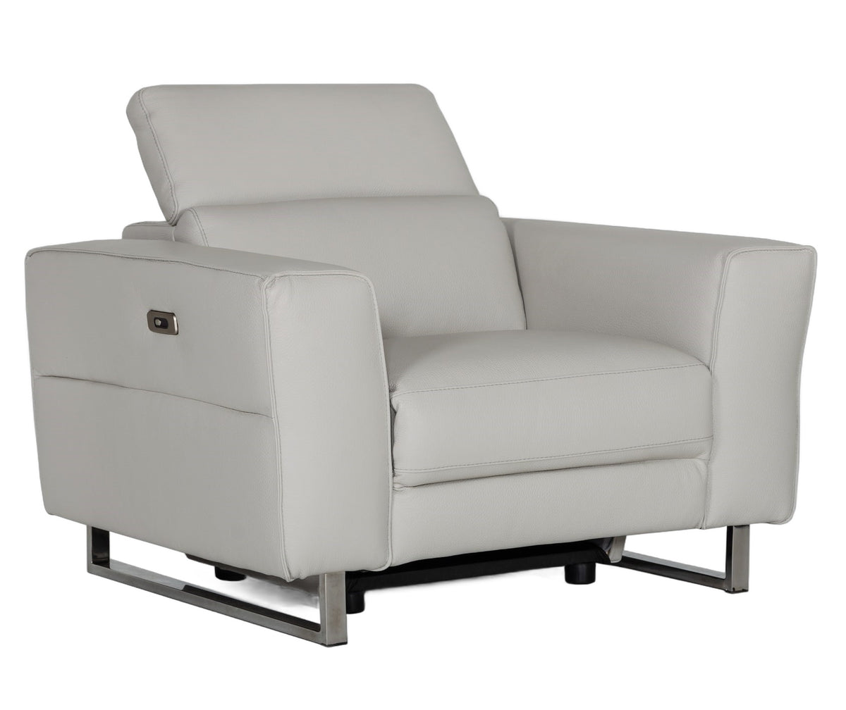 Lucca - Italian Modern Grey Armchair w/ Electric Recliner