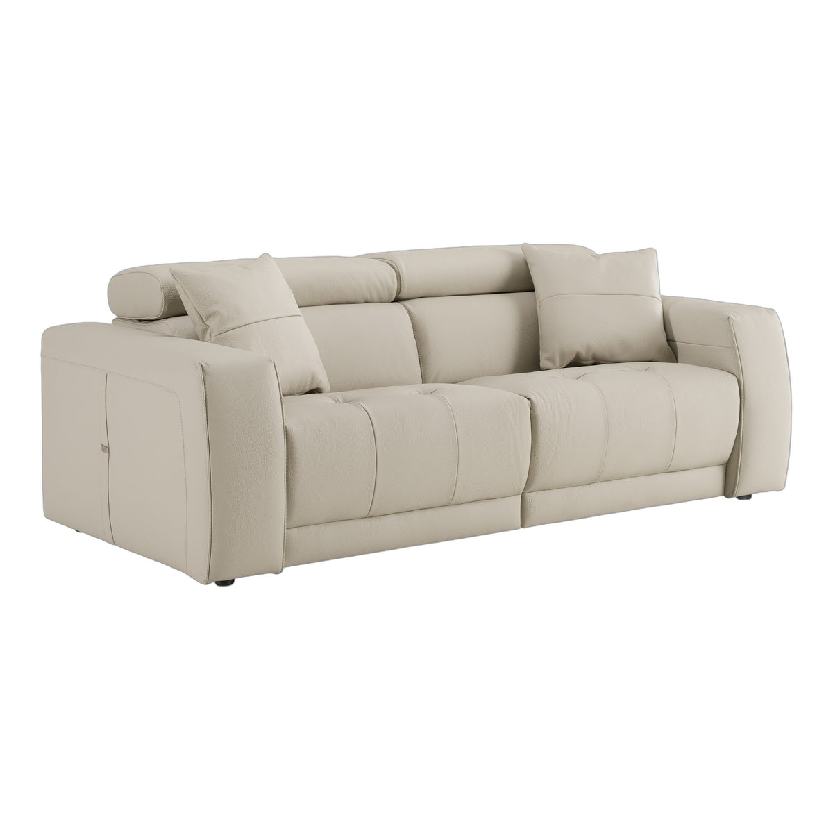 Dalton - Modern Italian Light Grey Leather 3-Seat Sofa + 2 Recliners