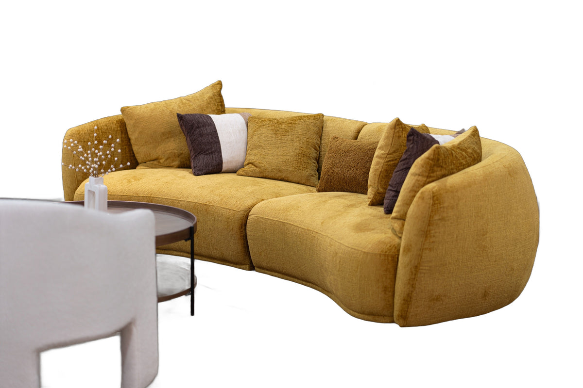 Oakland - Modern Mustard Fabric 4 Seat Sofa