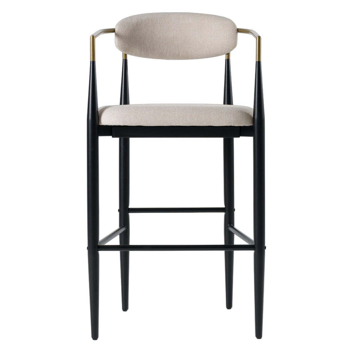 Buchtel - Mid-Century Modern Beige + Gold Arm + Black Bar Chair