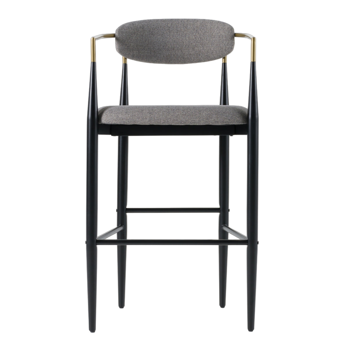 Buchtel - Mid-Century Modern Medium Grey + Gold Arm + Black Bar Chair